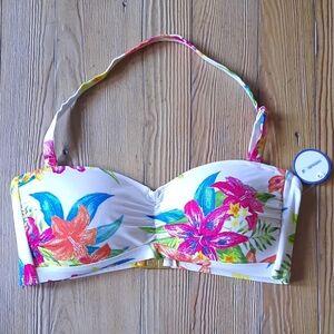 Tropical Floral Bandeau Bikini Top NWT
